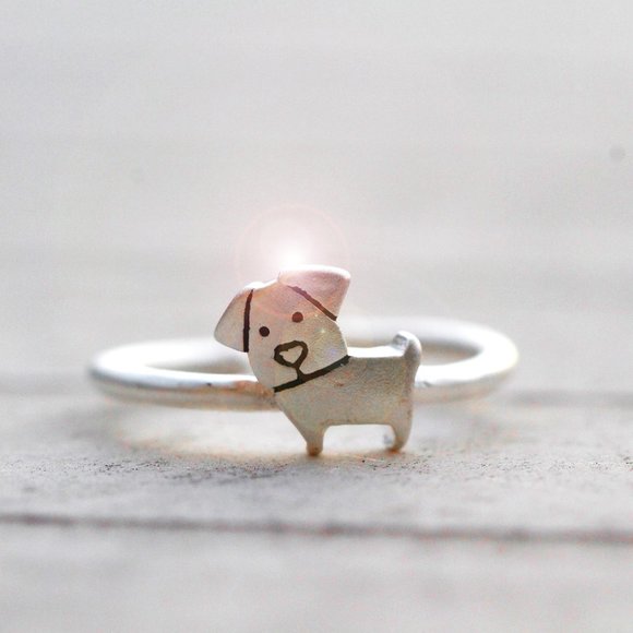 Sterling Silver Dog Ring Cute Animal Ring - Picture 2 of 6